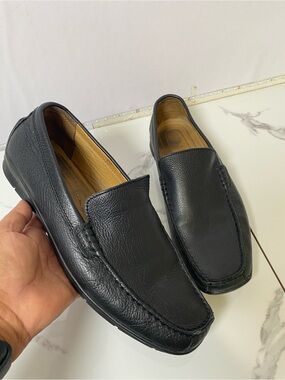Geox Respira Black Leather Driving Loafers Moccasins Mens US 11 EU44